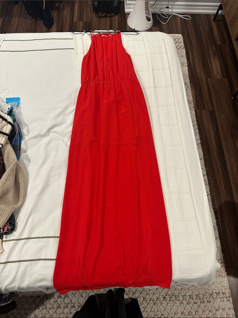 BCBGMaxAzria Red Halter-Neck Maxi Dress